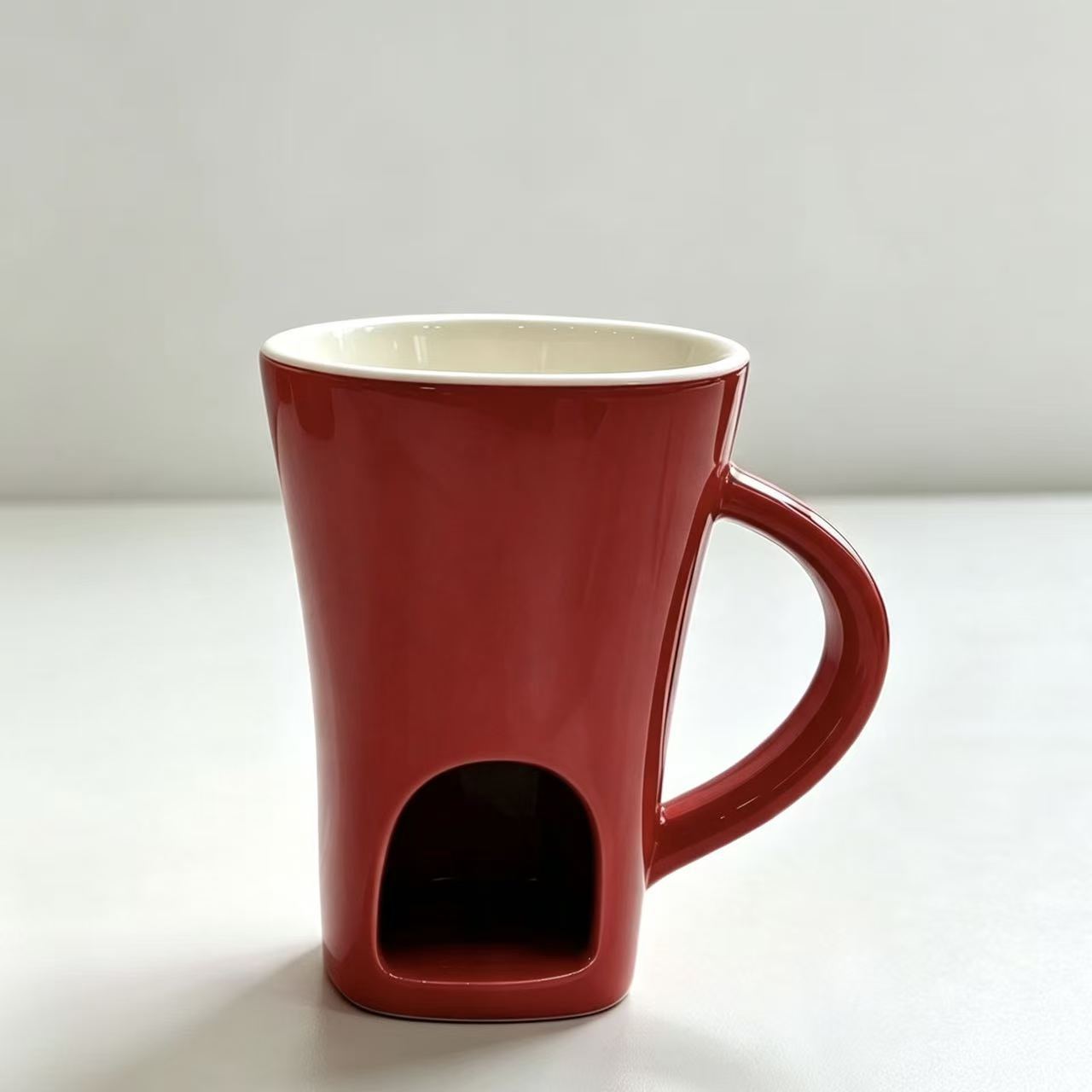 Contenedor de chocolate queso derretido dulces mantequilla hot pot mug con tenedor cerámica taza de hot pot calentada de Navidad image 9