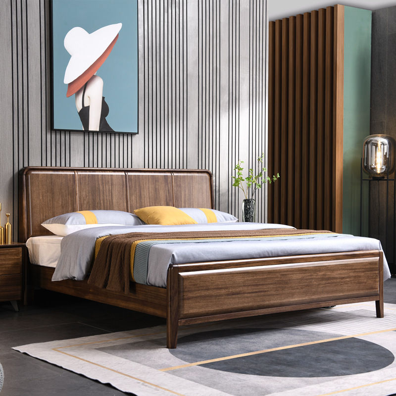 New Chinese solid wood bed Wujinmu bed 1.8 meters double bed simple 1.5m storage bed wholesale manufacturer direct sales