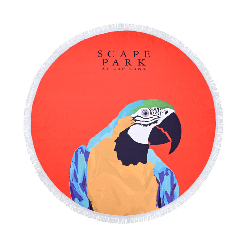 超细纤维圆形沙滩巾外贸流苏海边度假游泳可铺可披印花浴巾批发