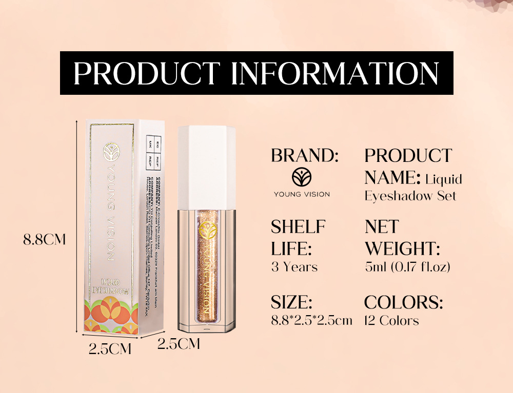 YOUNG VISION 12-color Sparkling and Dazzling Eyeshadow, Pearlescent, Polarized and matte Liquid Eyeshadow liquid undefined