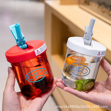 簡約韓式水杯ins高顏值塑料隨手杯耐高溫便攜噸噸杯吸管杯