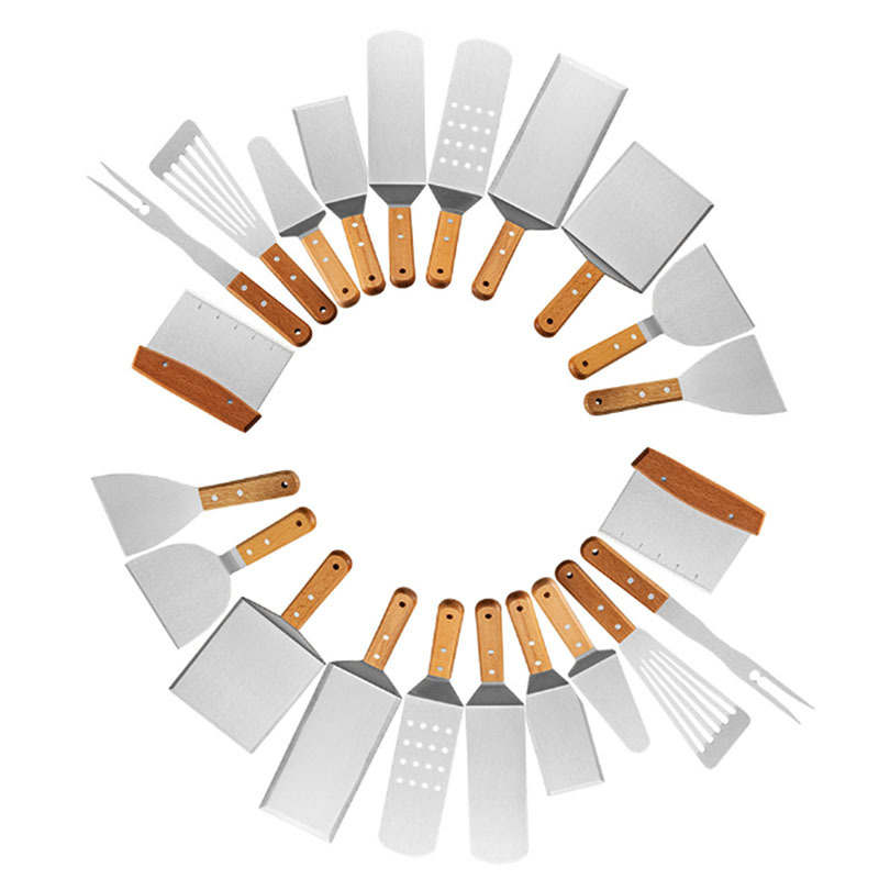 Creativo transfronterizo de acero inoxidable caliente botella de aceite teppanyaki freír pala barbacoa herramientas traje conjunto completo combinación