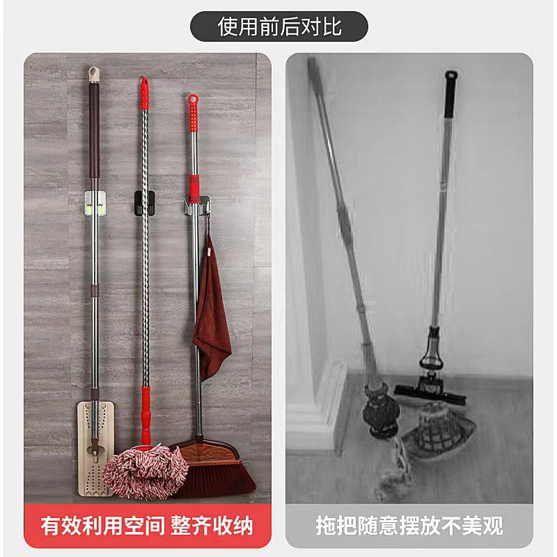 Cross-border Amazon stainless steel broom holder and hook dual-purpose broom rack storage gadget sweep hook bathroom hook