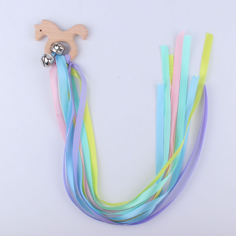 Nuevo bebé suministros de dibujos animados animal de madera anillo bebé creativo haya molar cinta mordedor sonajero juguete