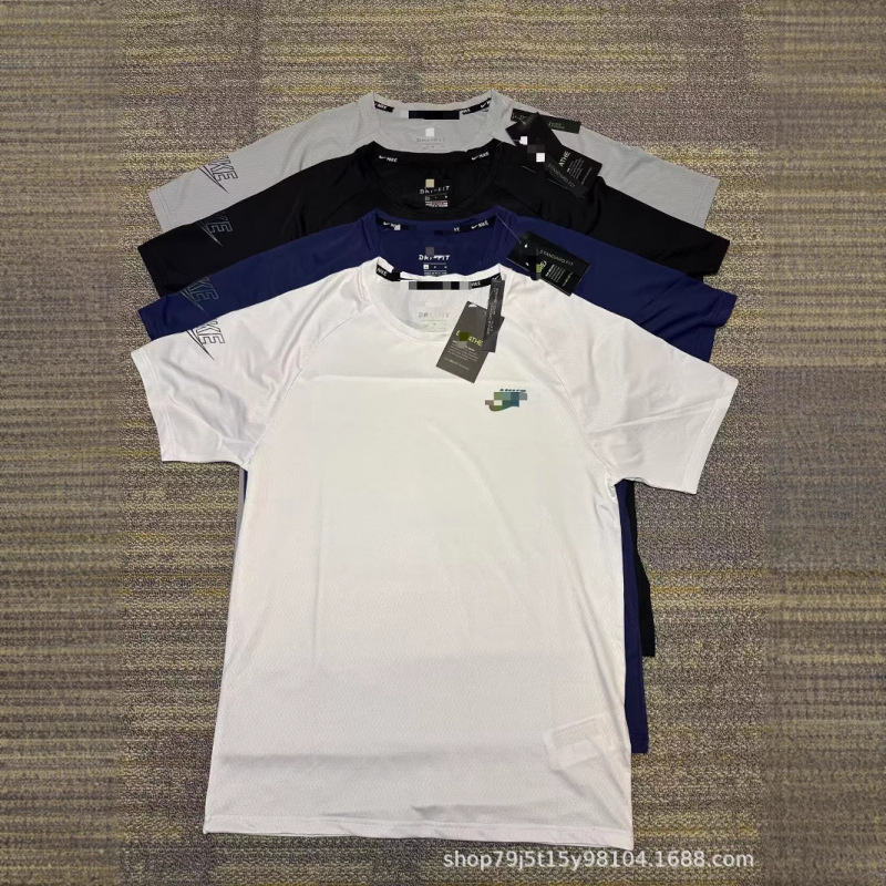 越境貿易アイスシルクTシャツ半袖速乾通気性トップスランニングフィットネスゆったりスポーツメンズセットアイス感|undefined