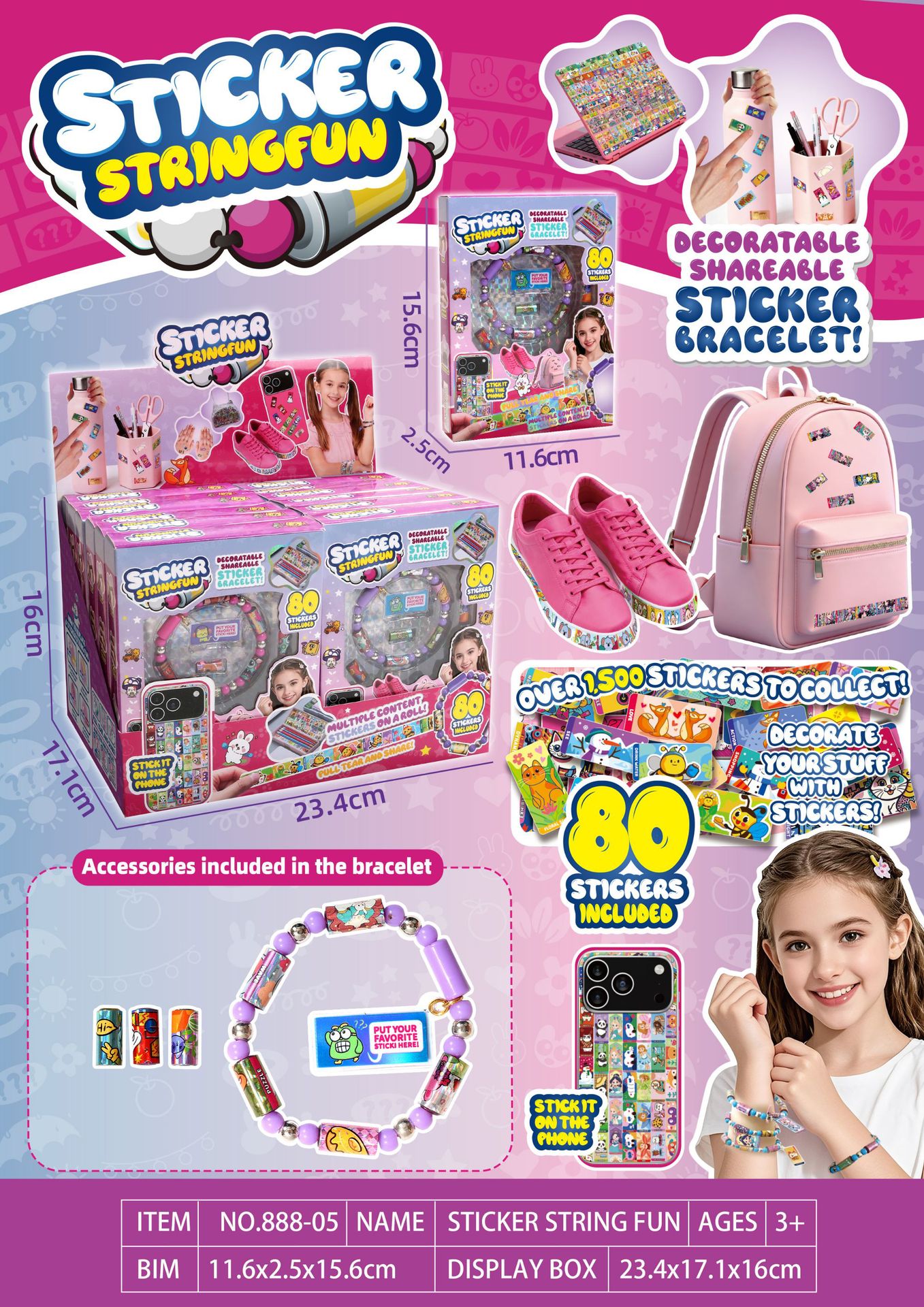 Pegatinas de juguetes para niños pulseras STICKI ROLL productos acabados creativos accesorios pegatinas de cuentas transfronterizas