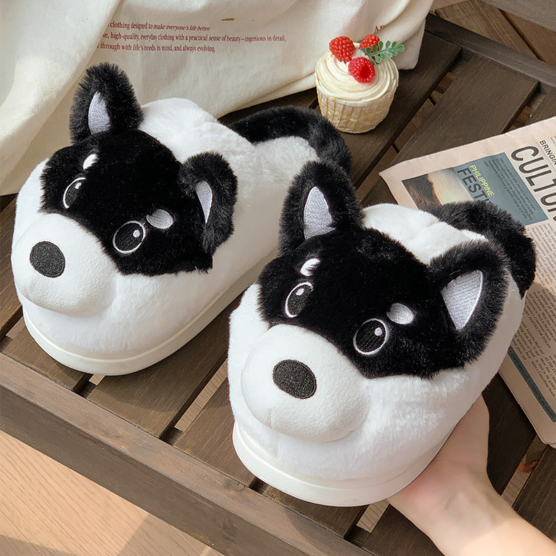 Cute Husky Cotton Slippers for Men and Women Winter 2025 New Style Bag Heel Indoor Home Thick-Soled Warm Stuffed Cotton Shoes Cute Husky Cotton Slippers for Men and Women Winter 2025 New Style Bag Heel Indoor Home Thick-Soled Warm Stuffed Cotton Shoes