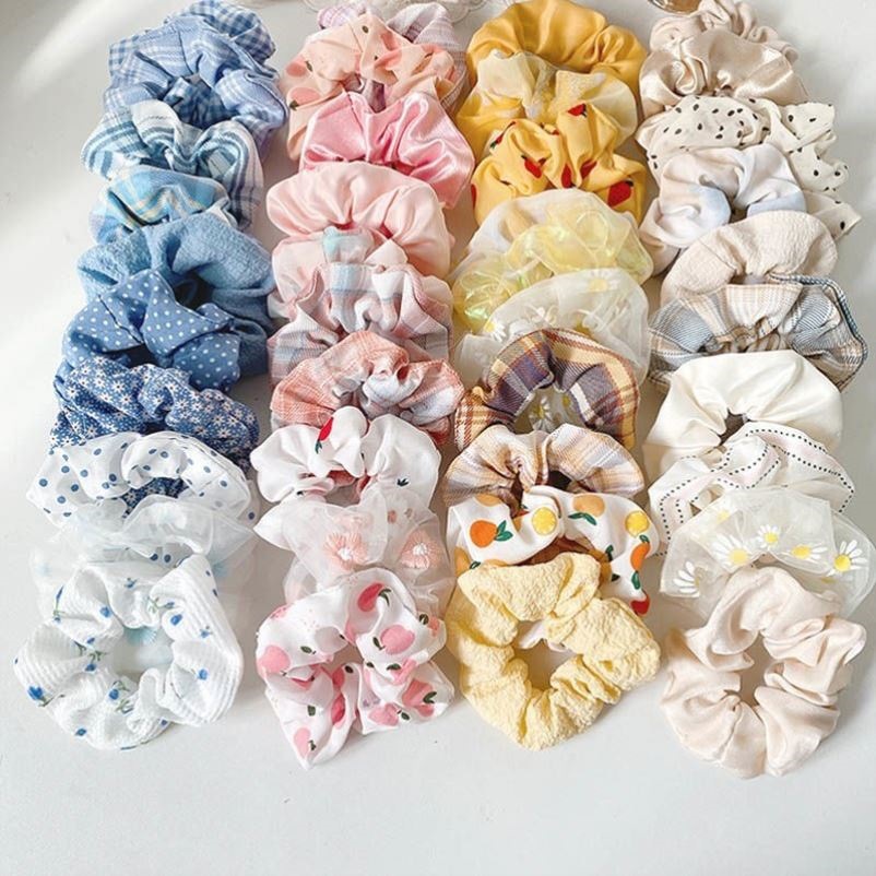 3 / 5 / Pcs Silk Scrunchies Print Scrunchie Set Elastic Collar Hair Ring