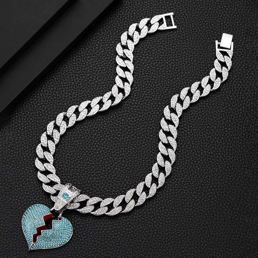 Collier pendentif cœur cuban link avec diamants de luxe_voghion.com