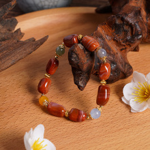 自然之美原矿南红随型火焰纹多宝灯合金笼珠手串手链礼物批发代发