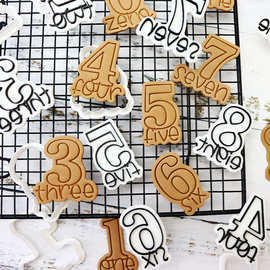 新款数字饼干模具派对烘焙DIY翻糖模3D立体按压饼干切模