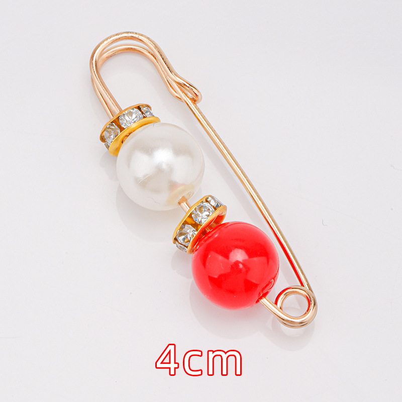 หมุดเบอร์ 48# ลูกปัดคู่สีแดงขาว 4ซม