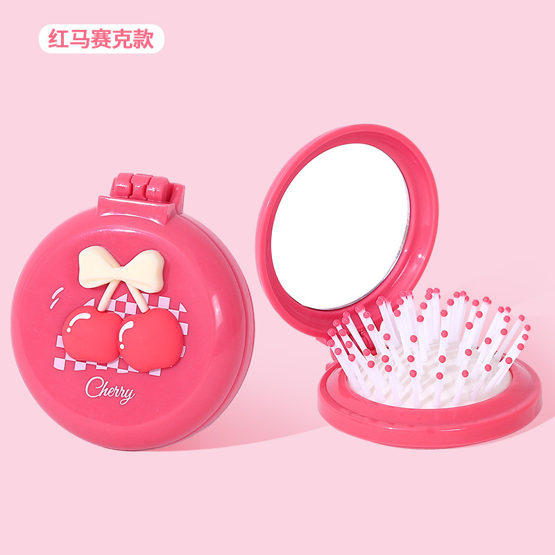 さくらんぼ紅櫛家庭用頭皮マッサージエアバッグ櫛ふわふわ巻き髪櫛携帯折り畳みエアマット櫛清潔爪付き|undefined