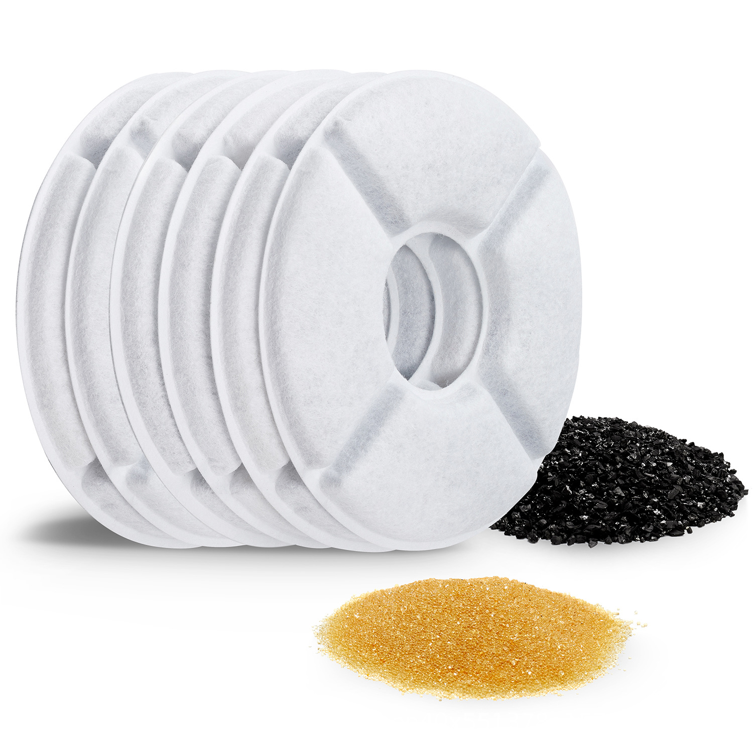 Recambio de filtro para bebedero de mascotas (redondo), con carbón activado de coco y resina, filtro de algodón