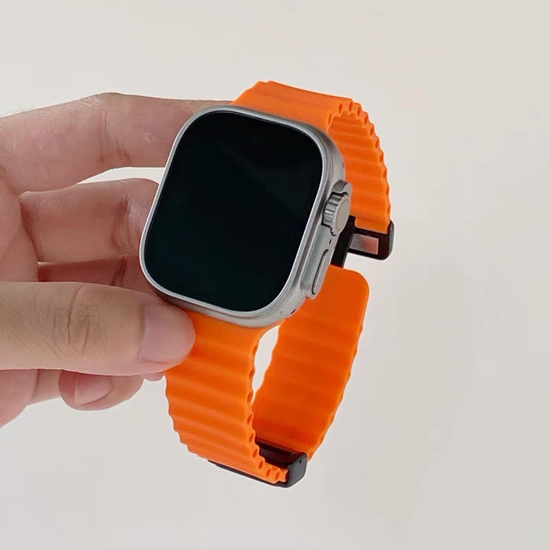 Para AppleWatch10 Apple correa de reloj iwatch987 generación Ultra correa magnética de silicona marina