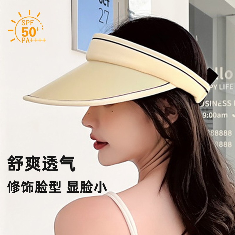 帽子女UV防紫外线空顶防晒遮阳帽 夏季户外骑行大檐防晒太阳帽夏