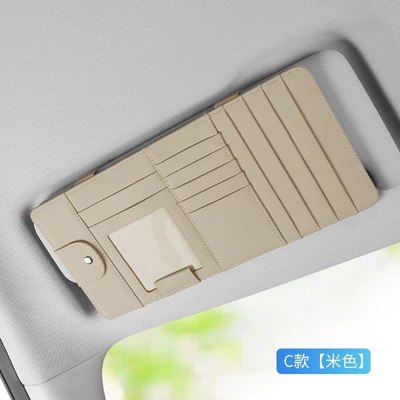 Glasses Holder, Card Storage Pouch, Multimediya və saxlama aksesuarları - genuine-leather-cd-model-beige