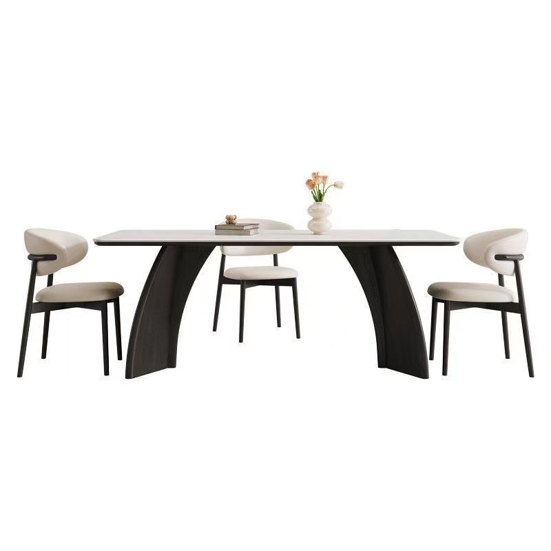 [풀 서포트 베이스 플레이트] 슬레이트 식탁 + 의자 8개(양뿔의자)