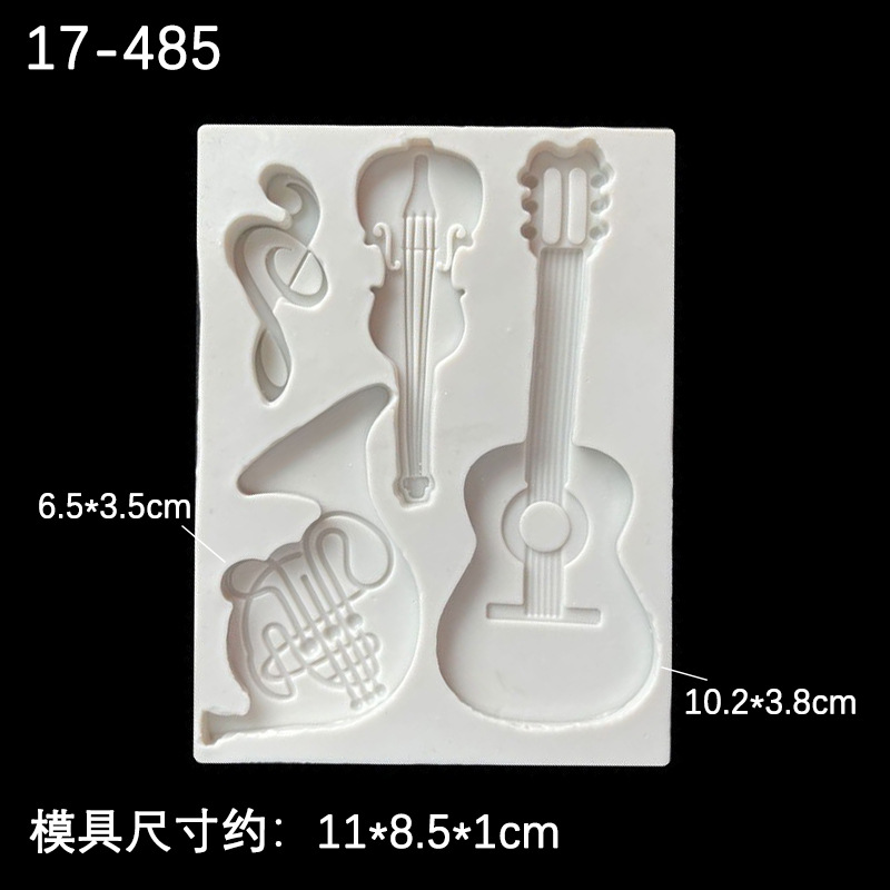Castillo violín violonchelo trompeta nota musical molde de silicona decoración la torta chocolate epoxi arcilla image 7