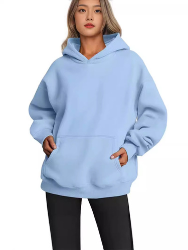 Amazon European and American Cross-Border 2024 New Women's Spring and Autumn Hooded Sweatshirt Casual Pocket Top Loose Hoodie
