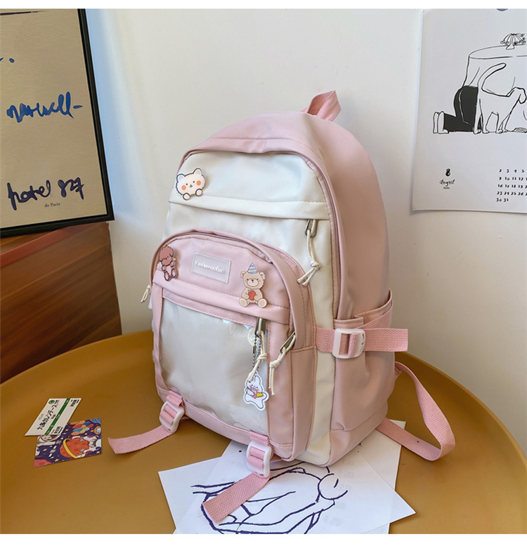 Cute Korean Version Of Large-capacity Hit Color Backpack display picture 4