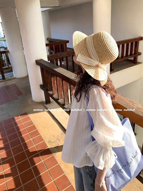 「氧气女孩」秋日氧气肌理感日系甜美花边领灯笼袖系带衬衫上衣女|undefined