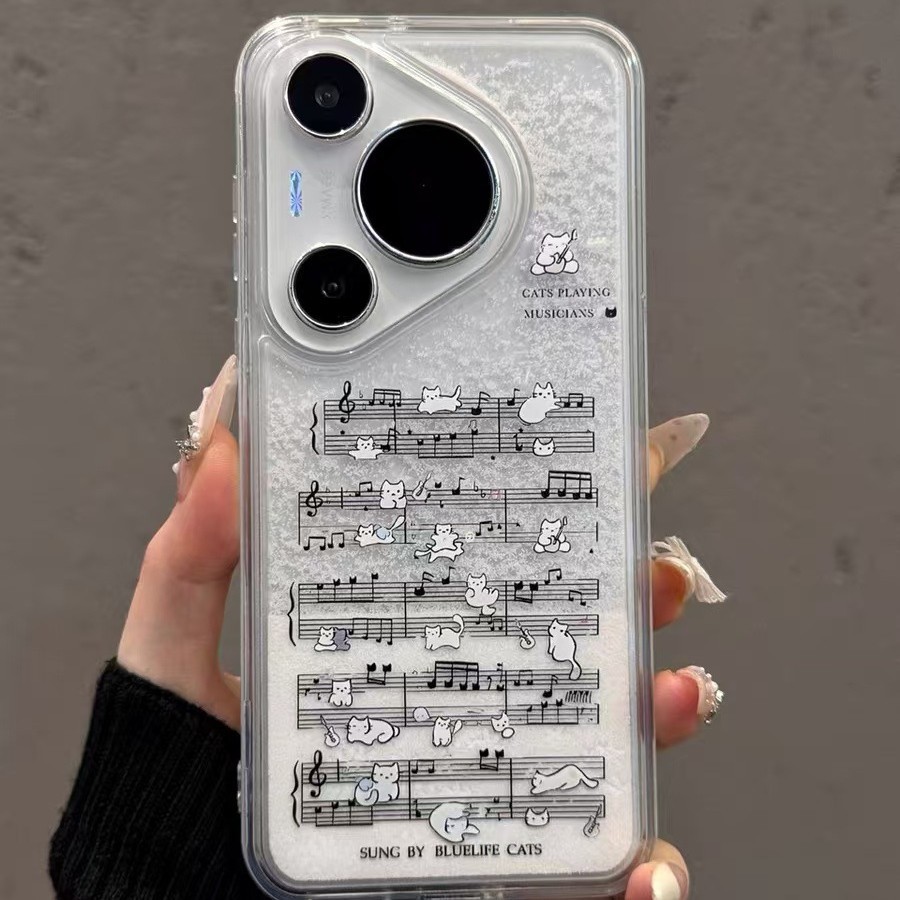 Notas de gato para iPhone16promax pareja Apple 15promax dibujos animados 14pro/13 funda suave