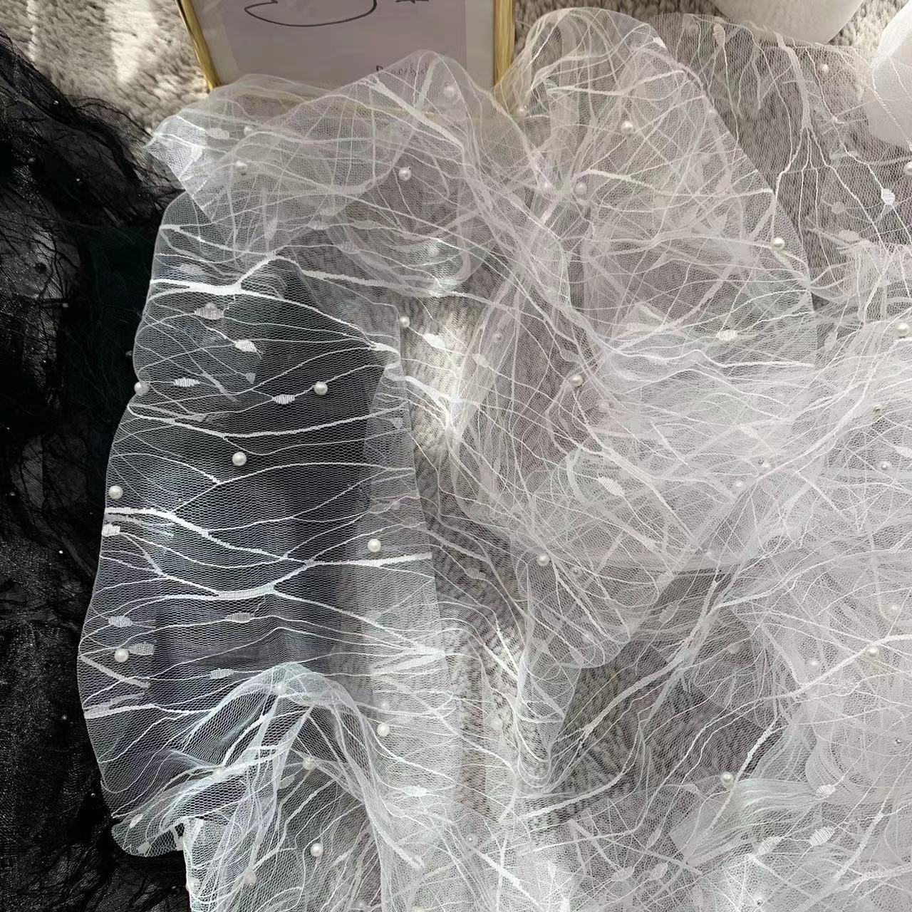 Dark Lolita tela jacquard malla relámpago artesanía color perla no elástica Hanfu ropa de los niños