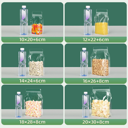 Transparent eight-side sealing bag, thickened stand-up bag, snacks, peanut tea, rice ziplock bag, cat and dog food packaging bag printing