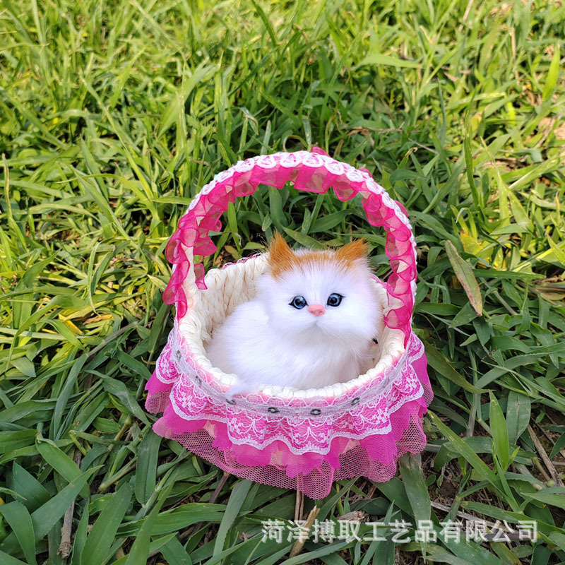 猫のレースを模倣したバスケットと呼ばれます。猫の誕生日プレゼント工芸品の置物は動物の模型レースを模倣します。|undefined