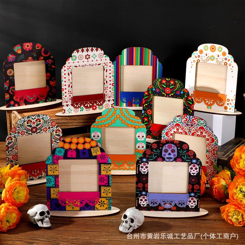 Cross-Border Day of the Dead Wooden Photo Frame Ornaments Mexican Altar Set Halloween Ghost Festival Decorative Wooden Crafts