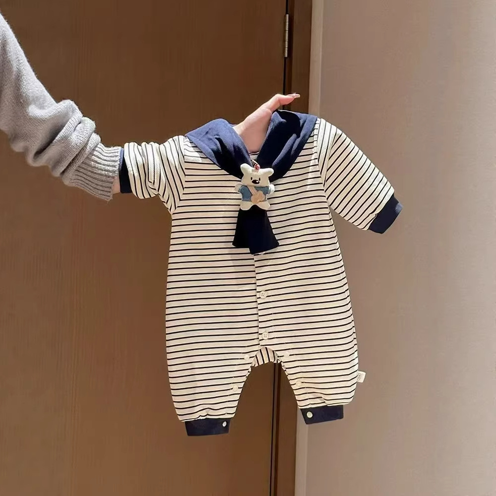Baby Clothes Spring Clothing 2026 New One-month-old Boy Baby One-piece Handsome and Cute College Style Going Out Romper