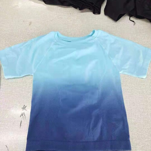 Cross-border new gradient fashion yoga T-shirt sports top fitness summer breathable short sleeve