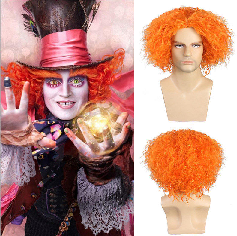 Amazon Halloween men's cosplay anime wig Alice in Wonderland 2 crazy hat wig Amazon Halloween men's cosplay anime wig Alice in Wonderland 2 crazy hat wig