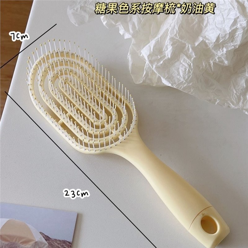 Cute estilo macarón costilla de masaje de tipo de retorno vacío casero cabello recto rizado cabello de masaje de cabello suelto peine de cuidado del cabello