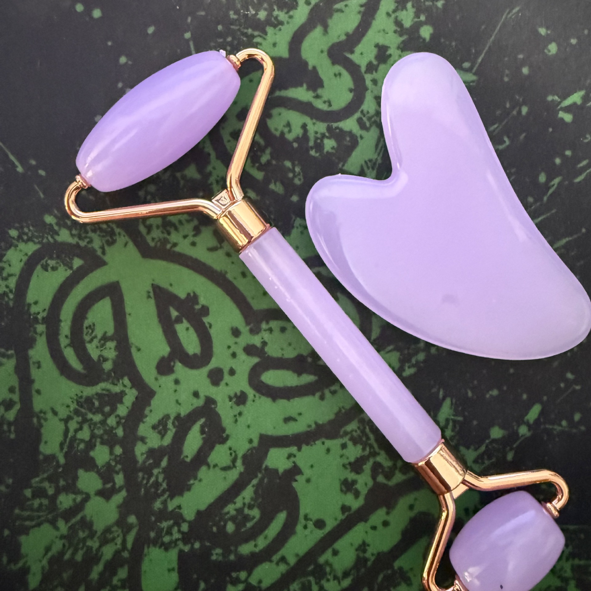 masajeador de rodillos de cristal de polvo en forma de corazón, masajeador de rodillos de doble cabeza, placa de belleza facial de cristal rosa image 13