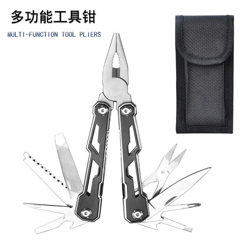 不锈钢多功能带剪刀户外可折叠工具钳 便携开瓶剪线16合1多用途钳