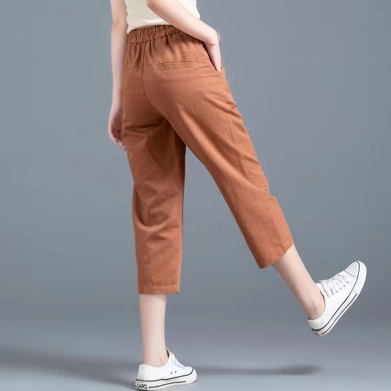 2025 Women's Summer Thin Pants Cropped Pants High-Waisted Suit Casual Pants Breathable Workwear Fashion Cropped Pants