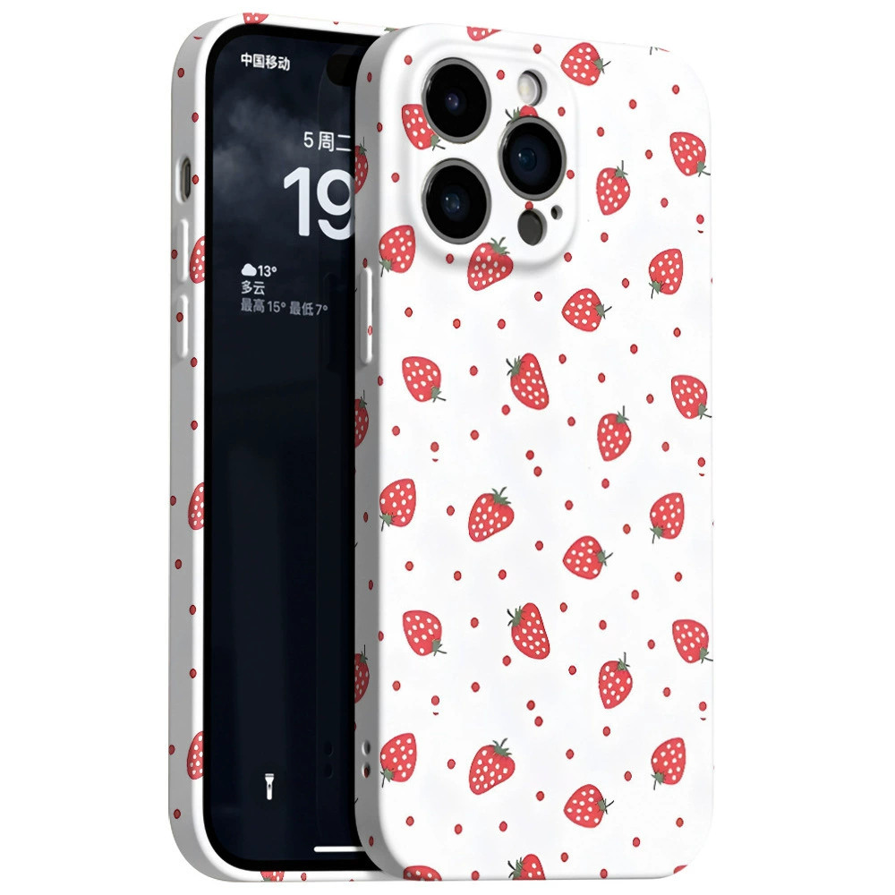Apple, клубника, чехол для телефона, iPhone 13, защитный чехол, простой и элегантный дизайн, 13ProMax, iPhone, защита при падении