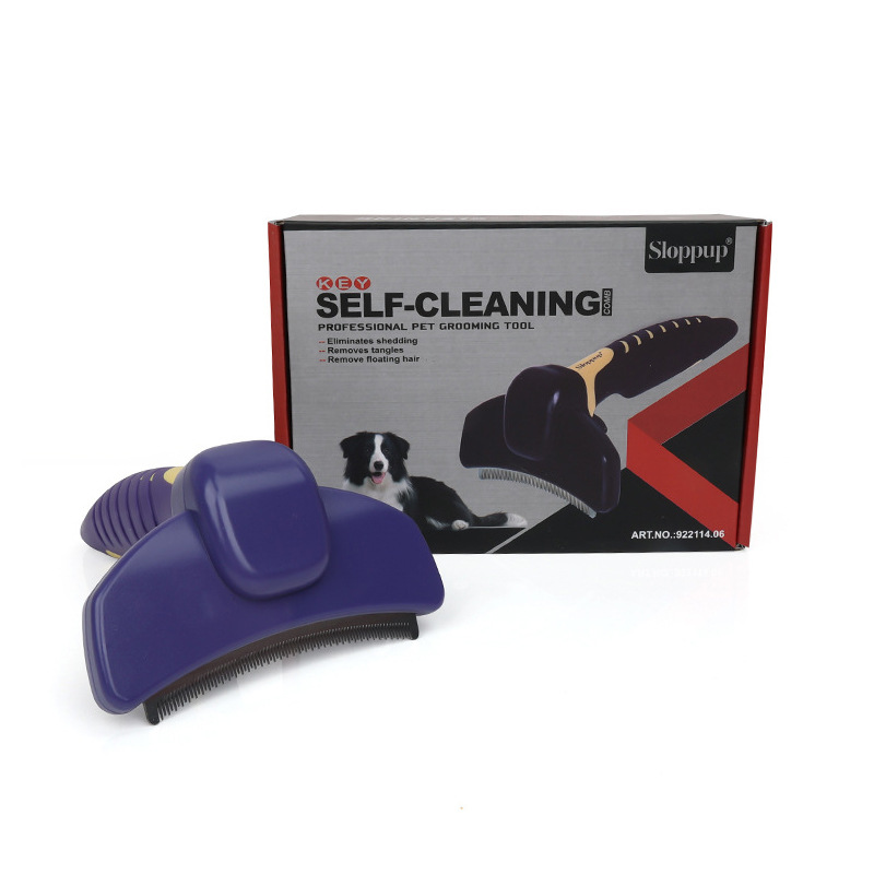 Peine para mascotas, productos de limpieza y belleza, serie púrpura y amarilla, peine de nudo abierto, cuchillo de pelo, peine de pulgas, peine de perro