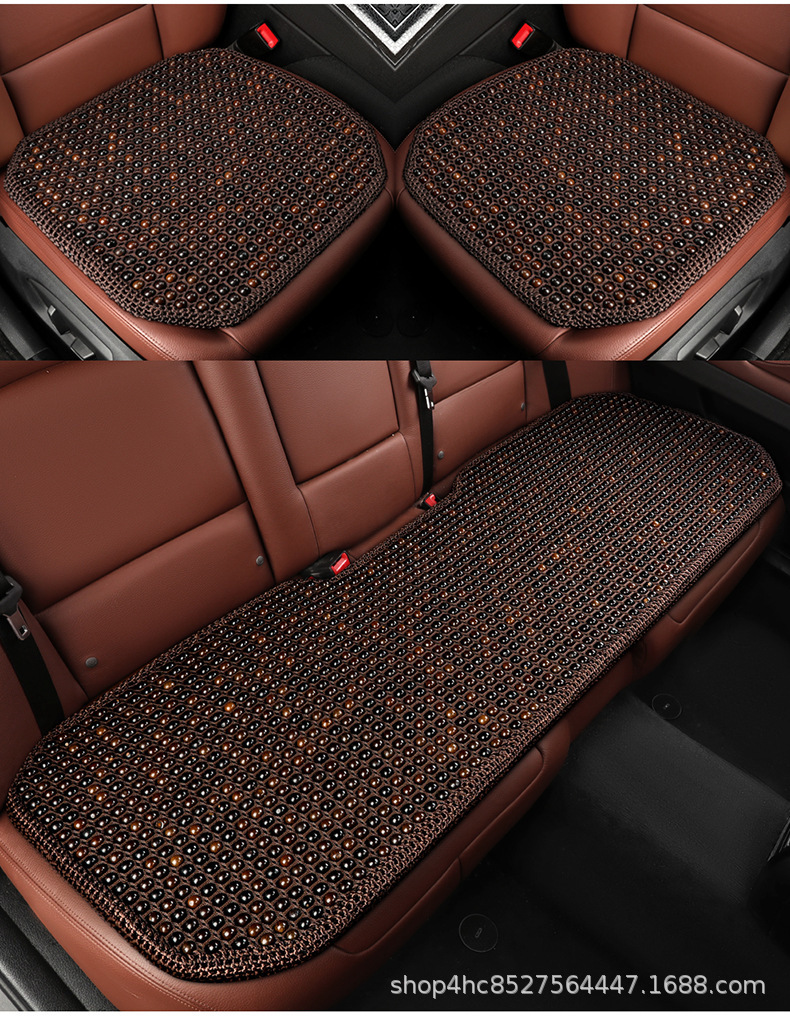 Cross-Border Car Seat Cushion with Bodhi Wood Beads, Summer Cooling Pad, Ventilated and Breathable, Hand-Woven by Manufacturer, Upgraded for Breathability
