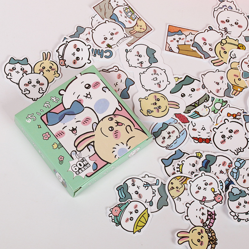 60 piezas de Chiikawa Giikawa pegatinas lindas dibujos animados emoji impermeable paquete decoración pegatinas de tapioca