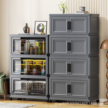 TEMU跨境收纳柜一件代发折叠式双开门置物柜出租屋多层加厚储物柜