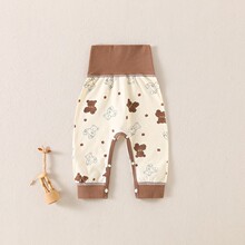 婴幼儿高腰护肚长裤春秋冬款A类纯棉大pp裤宝宝打底按扣开档按扣