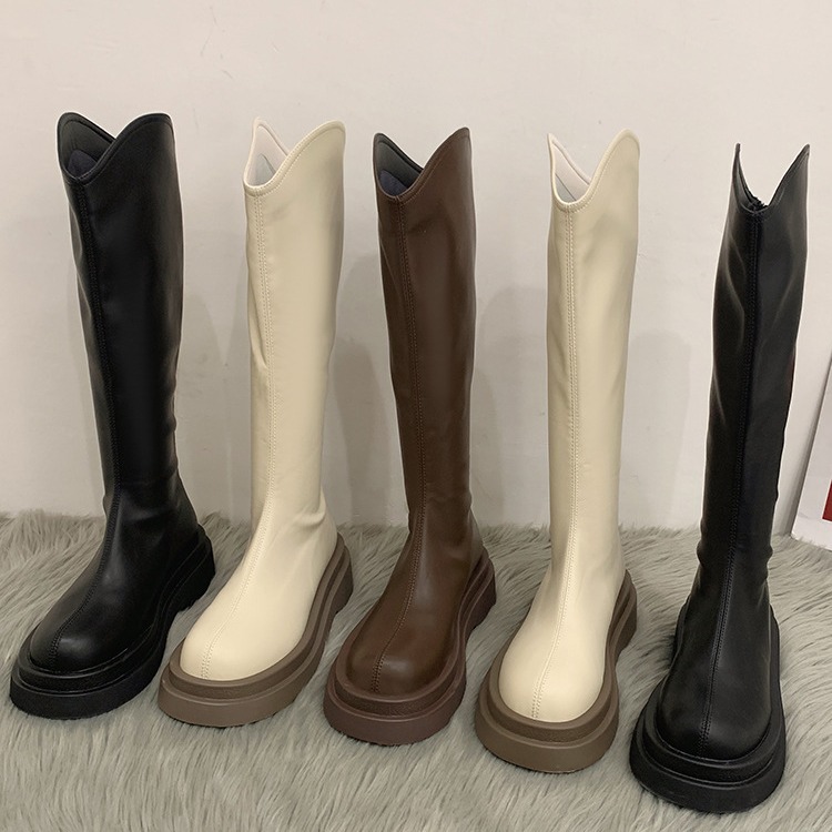 Women's long boots, 2020 Autumn and spring new high-top small thick-leg boots, knee-high platform Knight boots