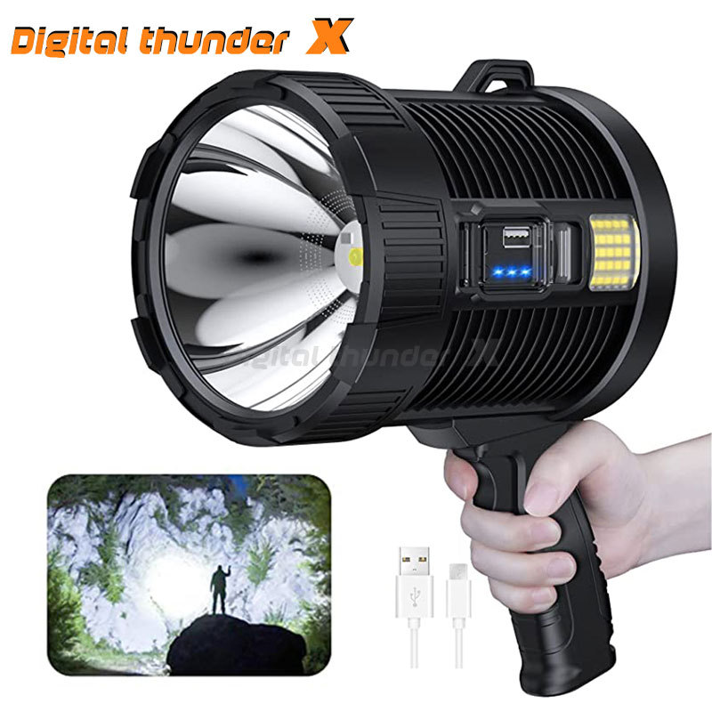 Nuevo P70 luz de alta intensidad prospector USB carga lámpara de emergencia al aire libre impermeable gran taza de luz LED lámpara portátil