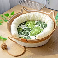 Ротанговая кошачья лежанка летний коврик, универсальная лежанка для кошек, летний спальный коврик для домашних животных, клетка для животных, царапающая доска для кошек, хлопковая верёвка