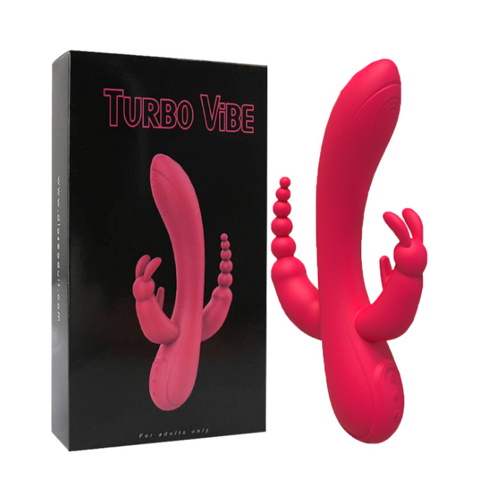 Vibrador femenino de tres cabezas, multifrecuencia, con doble cabezal, estimulador de perlas, tapón anal, masajeador, dispositivo de masturbación, productos para adultos