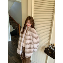 旧时月色 獭兔毛皮草外套中长女2025冬季龙猫皮毛一体毛毛大衣