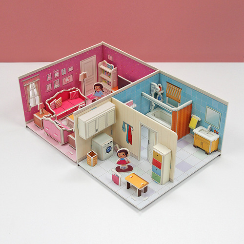 House 3D Puzzle Wholesale Girls DIY Assembly Housekeeping Kindergarten Gift Children's Educational Toys 